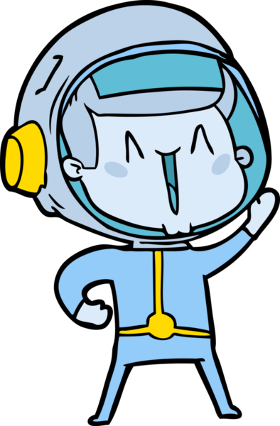 Bir insan tarafından çizilmiş mutlu astronot çizgi filmi.