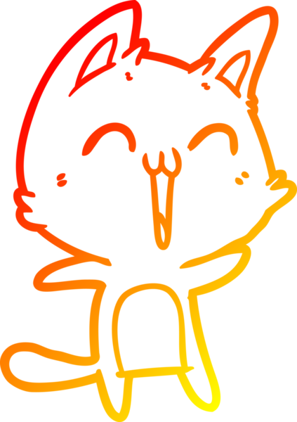 Bir insan tarafından çizilmiş mutlu çizgi film kedisinin sıcak çizgi çizgisi.