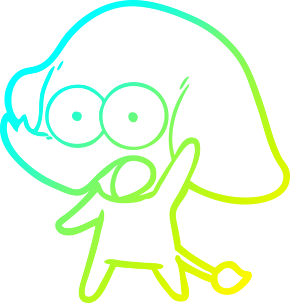 Bir insan tarafından çizilmiş şirin bir filin soğuk gradyan çizgisi