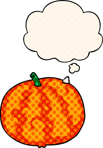 Çizgi roman tarzında bir insan tarafından çizilmiş düşünce balonlu karpuz.