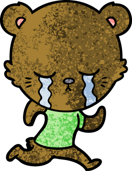 Bir insan tarafından çizilmiş ağlayan çizgi film ayısı.