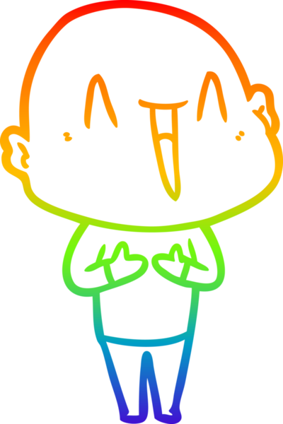 gökkuşağı gradyan çizimi mutlu bir çizgi kel adamın çizimi bir insan tarafından çizildi