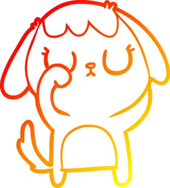 Bir insan tarafından çizilmiş sevimli bir köpeğin sıcak çizgi çizgisi.