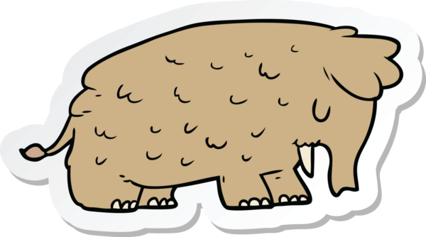 Bir insan tarafından çizilmiş mamut çizgi film etiketi.