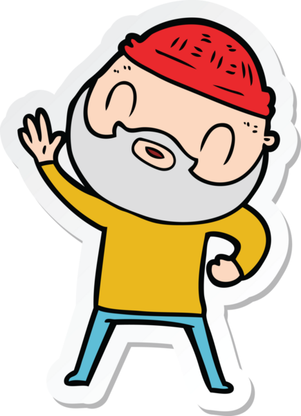 Bir insan tarafından çizilmiş sakallı bir adamın çıkartması.