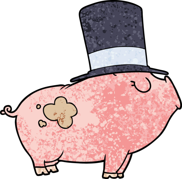 Bir insan tarafından çizilmiş zengin domuz.
