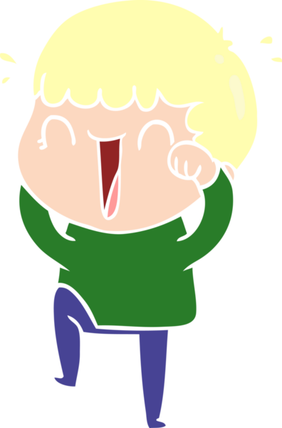 Bir insan tarafından çizilmiş düz renkli karikatür adam.