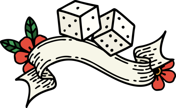 Bir insan tarafından çizilmiş şans sancağıyla geleneksel dövme