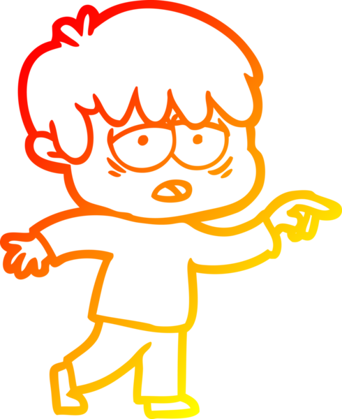 Bir insan tarafından çizilmiş, bitkin bir çocuğun sıcak çizgi çizimi.