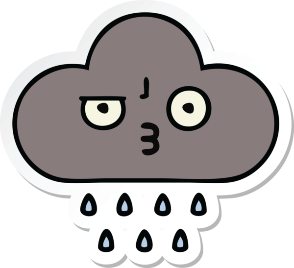 Bir insan tarafından çizilmiş şirin bir fırtına bulutunun çıkartması.