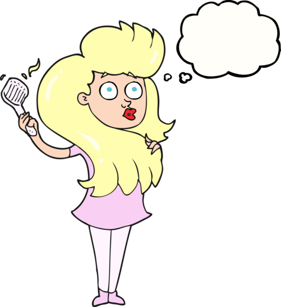 Düşünce baloncuğu çizen kadın bir insan tarafından çizilmiş saçlar.