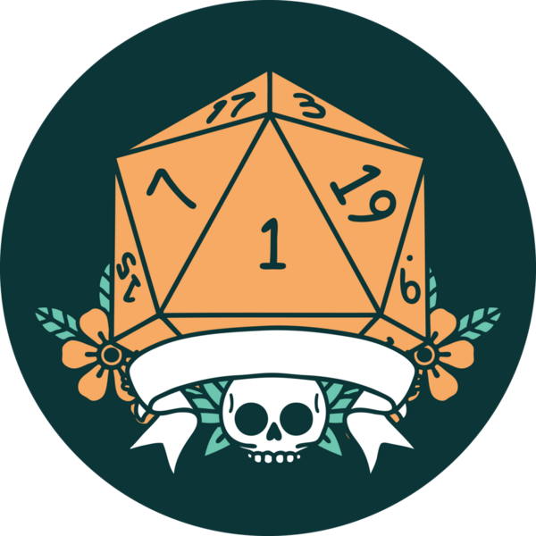 Bir insan tarafından çizilen bir d20 zar atma ikonu