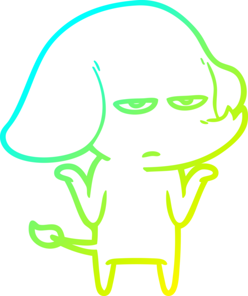 Bir insan tarafından çizilmiş soğuk bir çizgi film filinin çizimi.