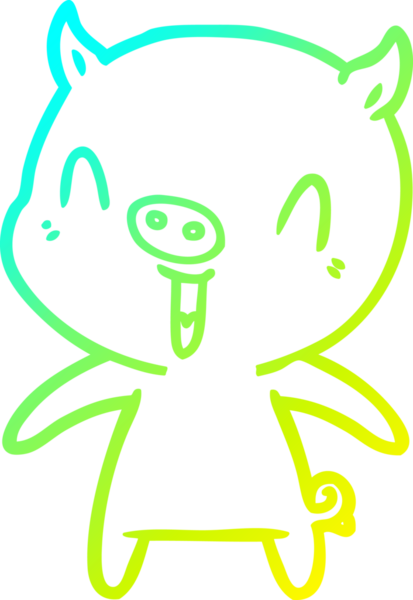 Bir insan tarafından çizilmiş mutlu çizgi film domuzu çizimi.