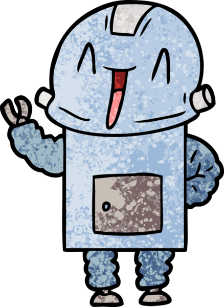 Bir insan tarafından çizilmiş çizgi film robotu