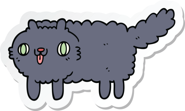 Bir insan tarafından çizilmiş çizgi film kedisinin çıkartması.