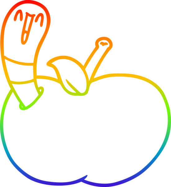 gökkuşağı gradyan çizgi çizimi bir insan tarafından çizilmiş elmalı bir solucan