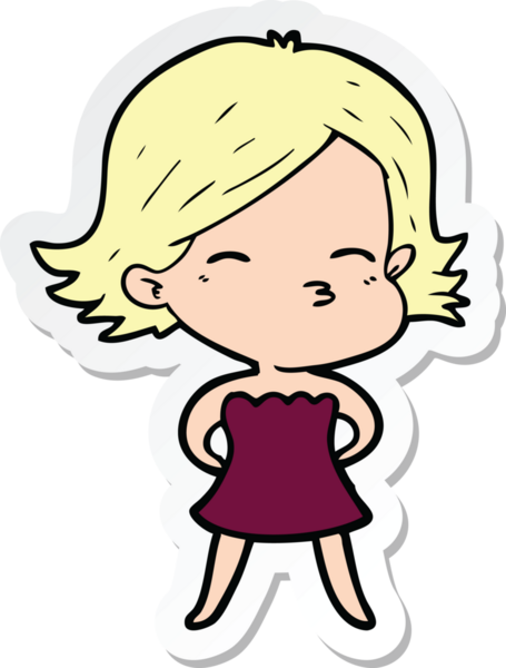 Bir insan tarafından çizilmiş bir karikatür kadının çıkartması.