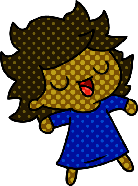 Bir insan tarafından çizilmiş tatlı bir kawai kızının serbest çizimi.