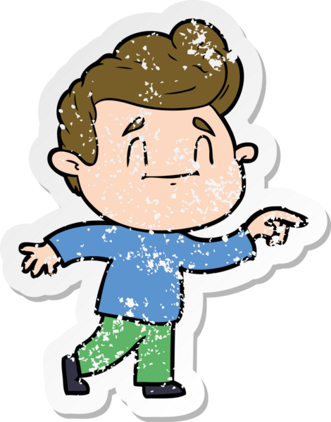 Bir insan tarafından çizilmiş mutlu bir çizgi film karakterinin sıkıntılı çıkartması.