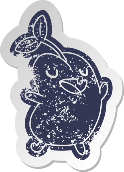 Sıkıntılı eski çizgi film etiketi kawaii bir insan tarafından çizilmiş tatlı filizlenen fasulye.