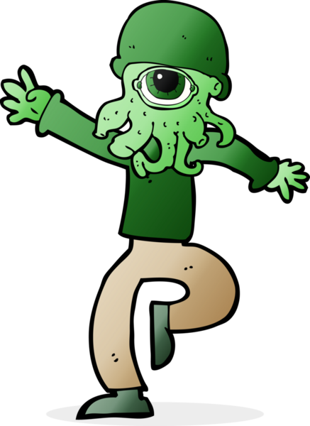 Bir insan tarafından çizilmiş uzaylı canavar adam.