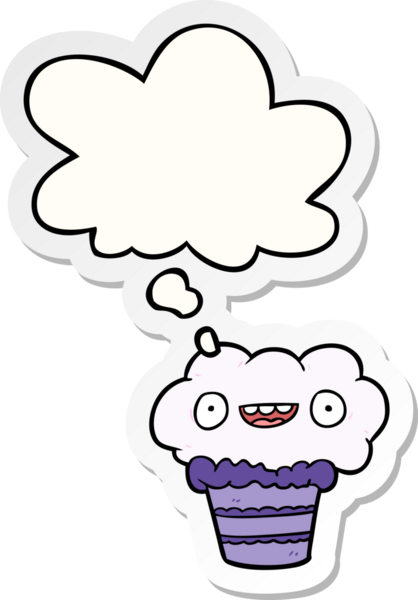 İnsan tarafından çizilmiş bir çıkartma olarak düşünce baloncuklu çizgi film keki.