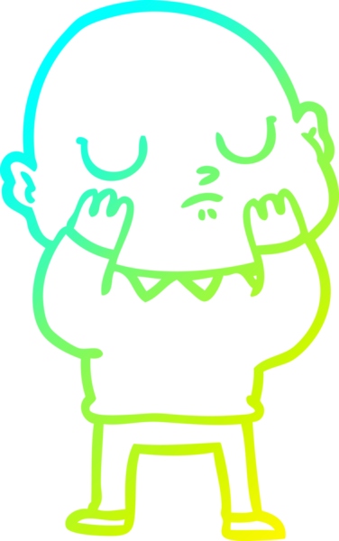 Bir insan tarafından çizilmiş kel bir adamın soğuk çizgi çizimi.