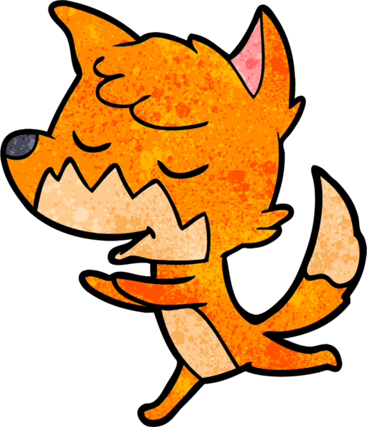 Bir insan tarafından çizilmiş dost canlısı çizgi film tilkisi.