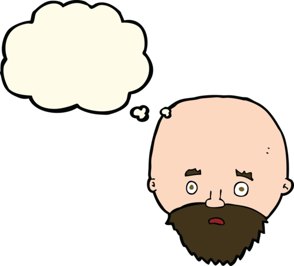 Bir insan tarafından çizilmiş düşünce balonlu sakallı bir adam.