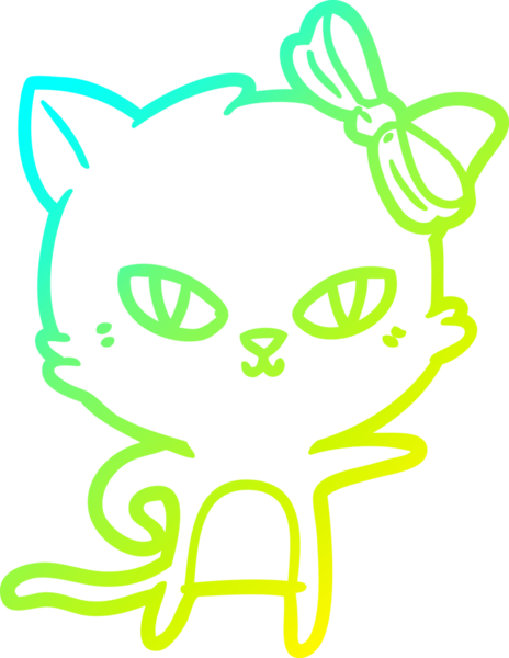 Bir insan tarafından çizilmiş bir çizgi film kedisinin soğuk gradyan çizgisi.