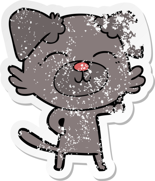 Bir insan tarafından çizilmiş bir karikatür köpeğinin sıkıntılı çıkartması.