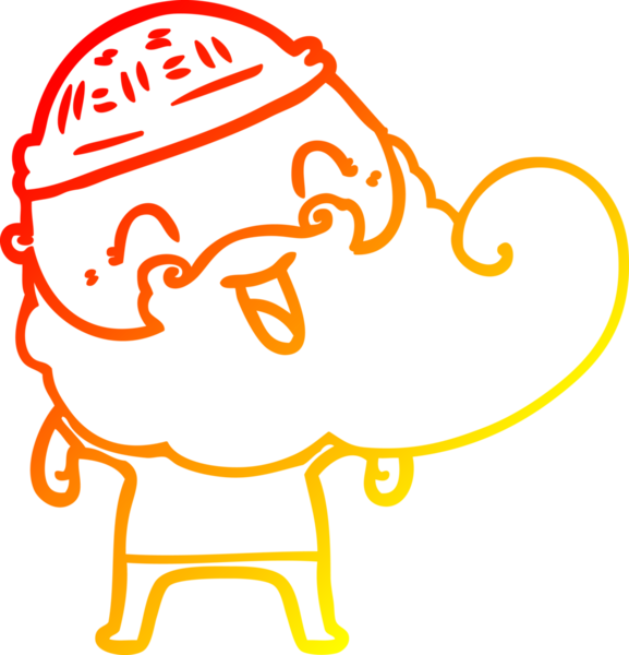 Bir insan tarafından çizilmiş mutlu sakallı bir adamın sıcak çizgisi.