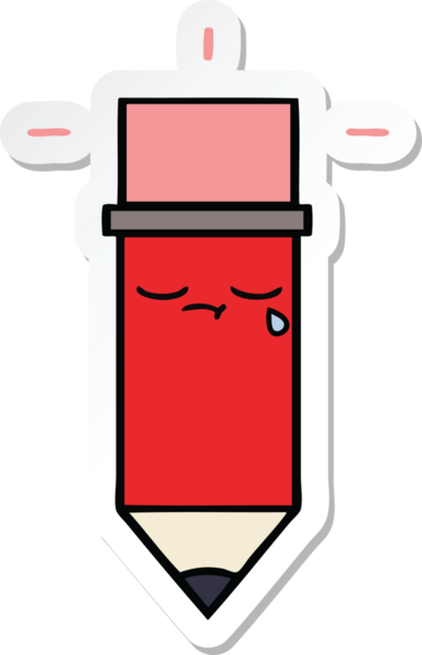 Bir insan tarafından çizilmiş şirin bir karikatür kalemi çıkartması.