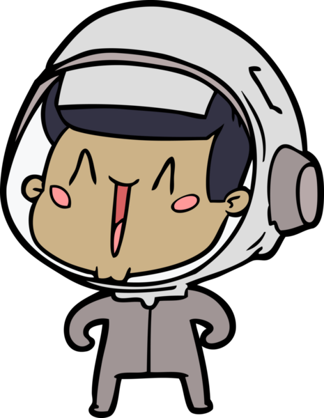 Bir insan tarafından çizilmiş mutlu astronot çizgi filmi.