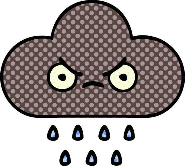 Bir insan tarafından çizilmiş fırtına yağmuru bulutu çizgi filmi.