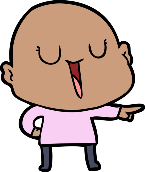 Bir insan tarafından çizilmiş mutlu, kel adam.