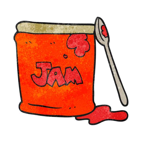 Bir insan tarafından çizilmiş el yapımı çizgi film reçel kavanozu.