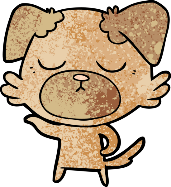 Bir insan tarafından çizilmiş şirin bir çizgi film köpeği.