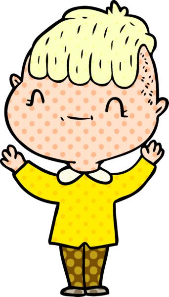 Bir insan tarafından çizilmiş çizgi film dostu çocuk.