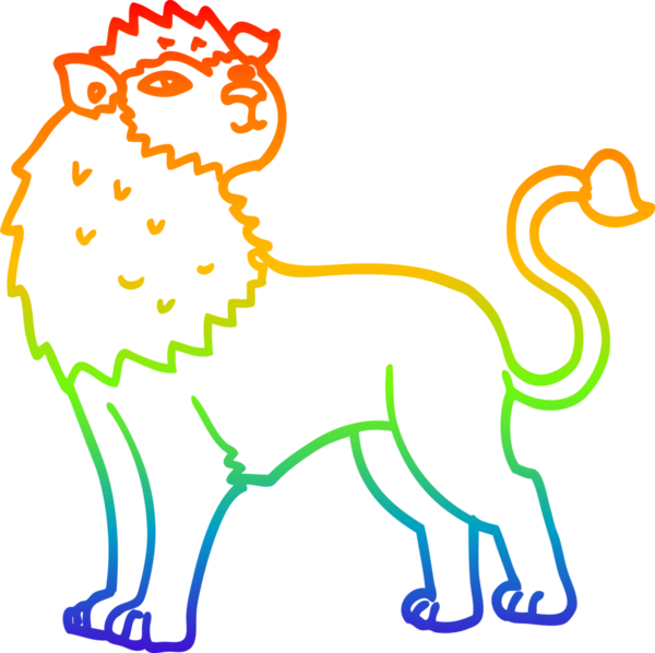 gökkuşağı gradyan çizgi çizimi bir insan tarafından çizilmiş bir aslan