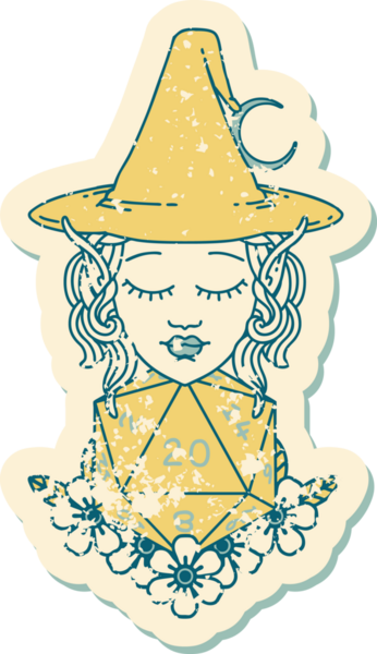 Retro Dövme Biçimli elf karakteri Bir insan tarafından çizilmiş doğal yirmi zar atışıyla