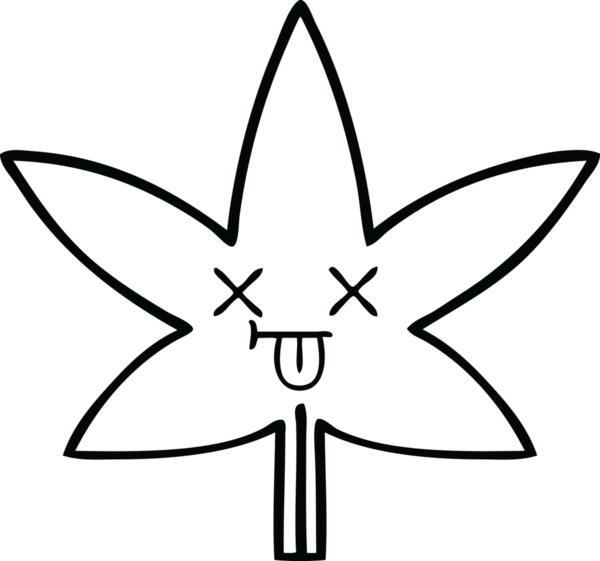 Bir insan tarafından çizilmiş marihuana yaprağının çizgi çizimi