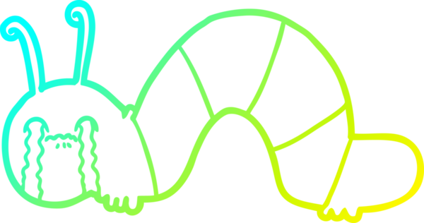 Bir insan tarafından çizilmiş pişmanlıklarına kafayı takmış bir tırtılın soğuk gradyan çizimi