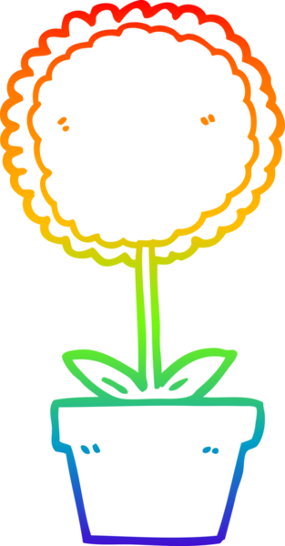 Gökkuşağı gradyan çizgisi. Bir insan tarafından çizilmiş şirin bir karikatür çiçeği.