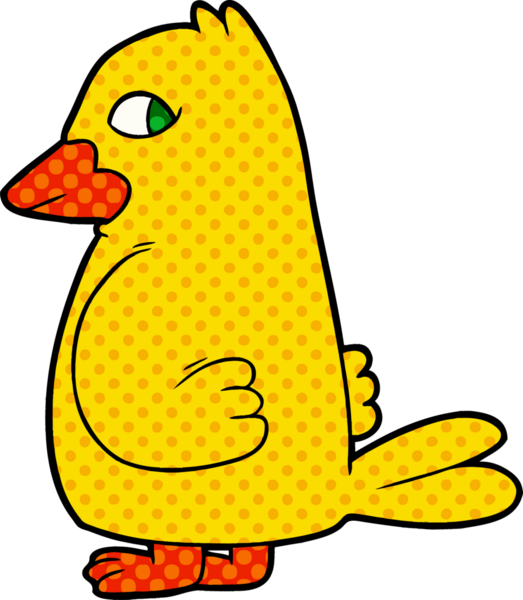 Bir insan tarafından çizilmiş çizgi film kuşu.