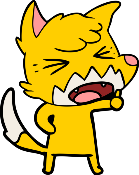 Bir insan tarafından çizilmiş tilki çizgi film karakteri