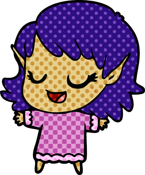 Bir insan tarafından çizilmiş mutlu elf kızı.