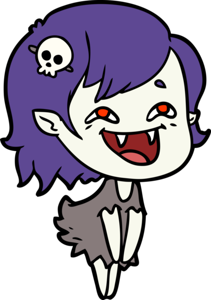 Bir insan tarafından çizilmiş gülen vampir kız çizgi filmi.