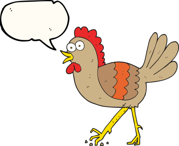 Bir insan tarafından çizilmiş serbest konuşma balonu çizgi filmi tavuğu.